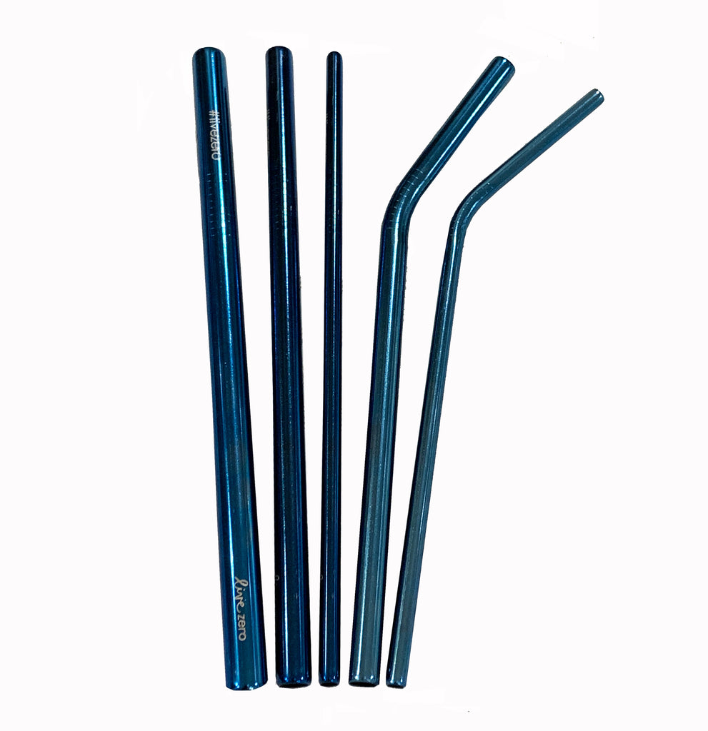 Blue Stainless Steel Drinking Straw