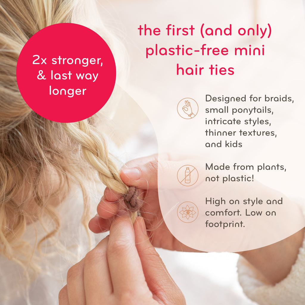 Plastic-Free Mini Round Hair Ties - 12 pack (Organic) 有機棉迷你髮圈 12條裝