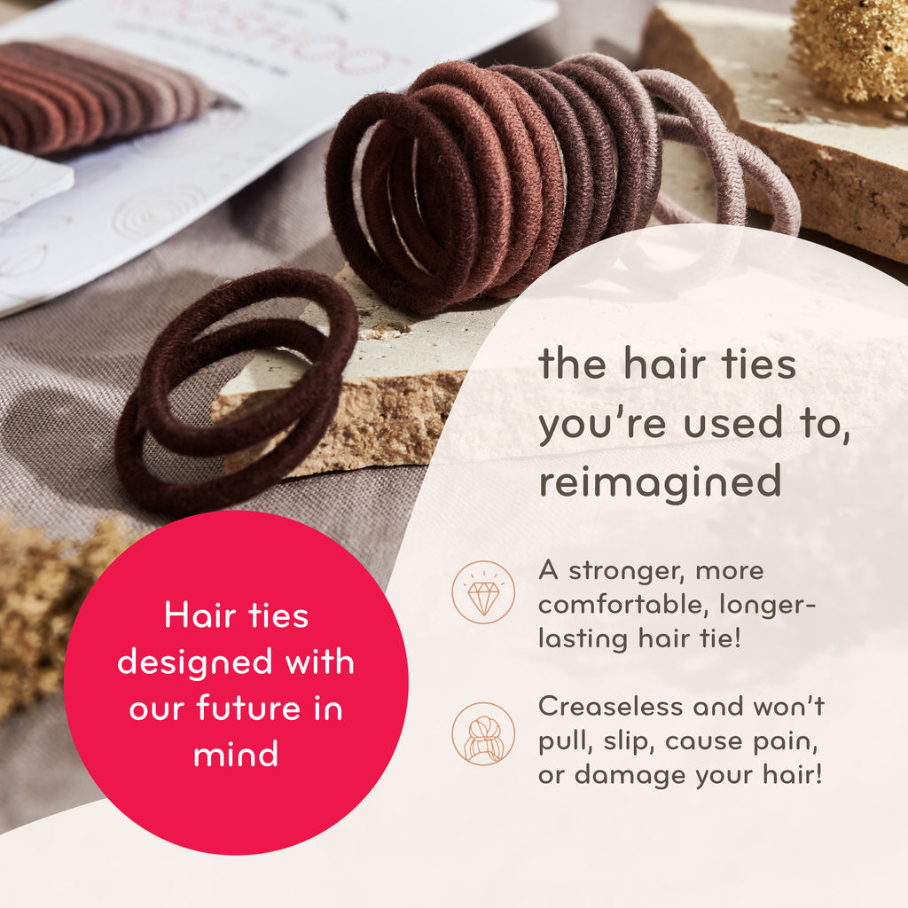 Plastic-Free Mini Round Hair Ties - 12 pack (Organic) 有機棉迷你髮圈 12條裝