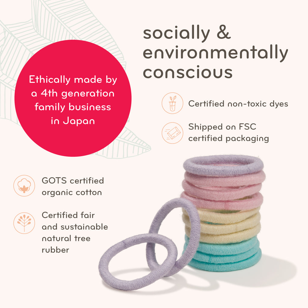 Plastic-Free Mini Round Hair Ties - 12 pack (Organic) 有機棉迷你髮圈 12條裝