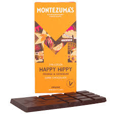 Montezuma - Happy Hippy Dark Chocolates Orange & Geranium Chocolate Bar 90g