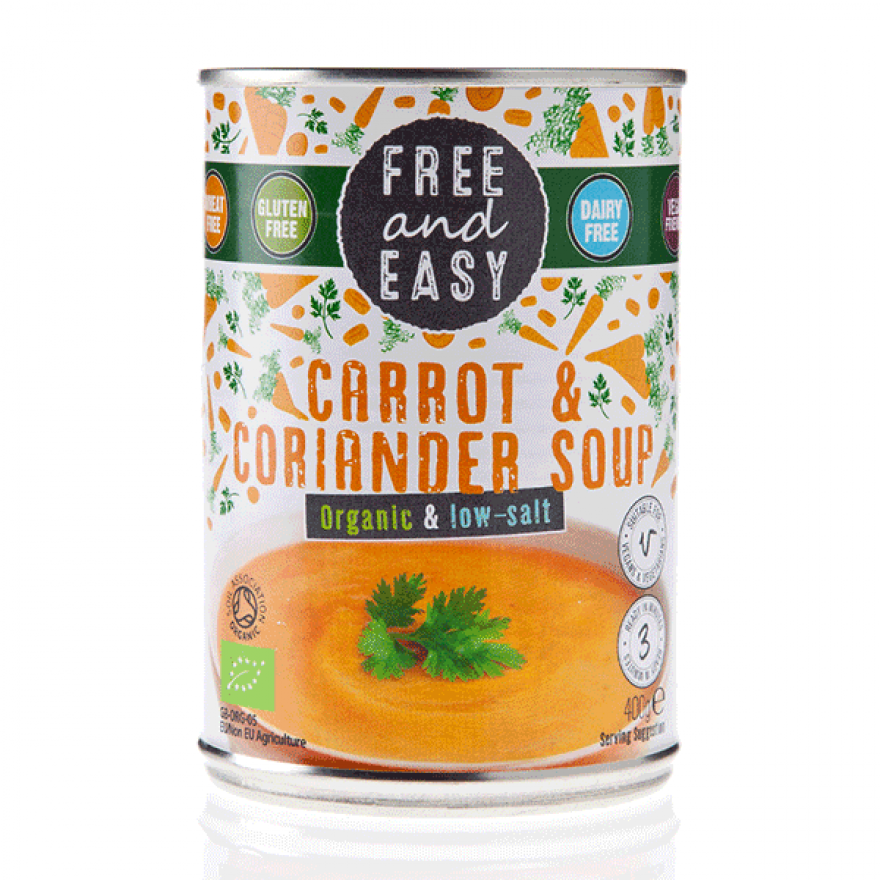 Free & Easy - Carrot & Coriander Soup - low salt (Organic)